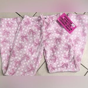 BRAND NEW “WEEKENDING” Pink Bow Lounge Pants Size Small